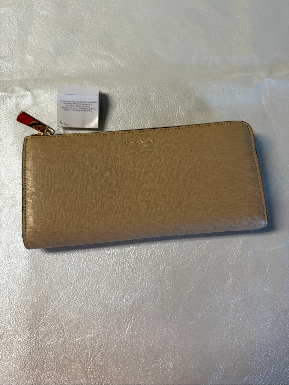 Coach Zip-Around Leather Wallet in Tan
